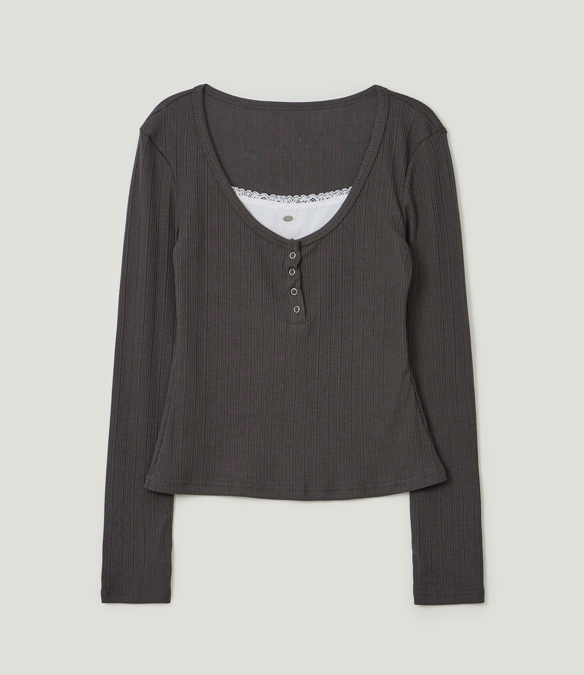 TWEE Runki layered button long sleeve T-shirt - Product detail view