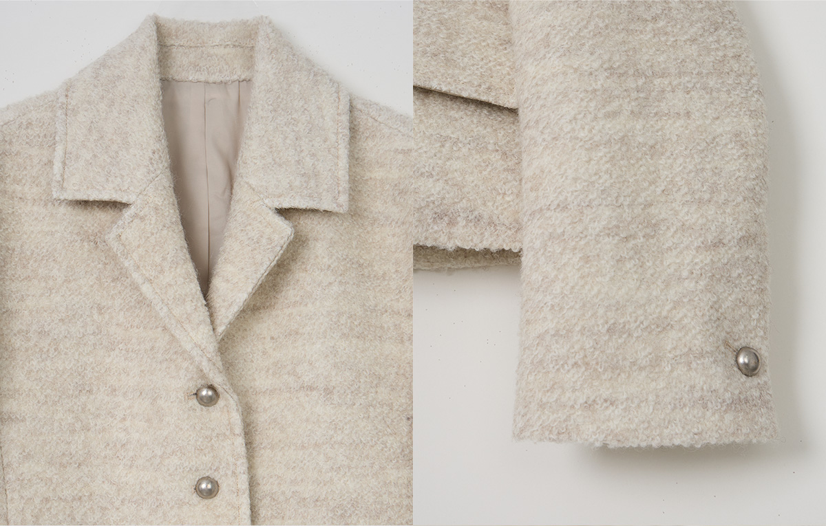 TWEE Wools collar cropped long sleeve jacket - Fabric and construction close-up