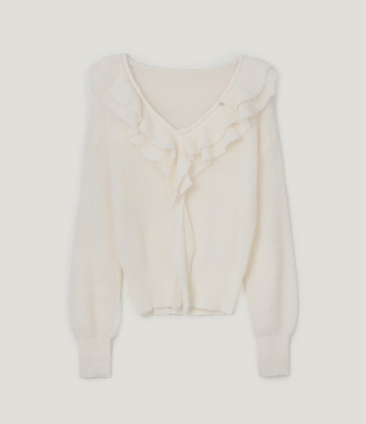 TWEE Torez ruffle V-neck long sleeve knit - Product detail view
