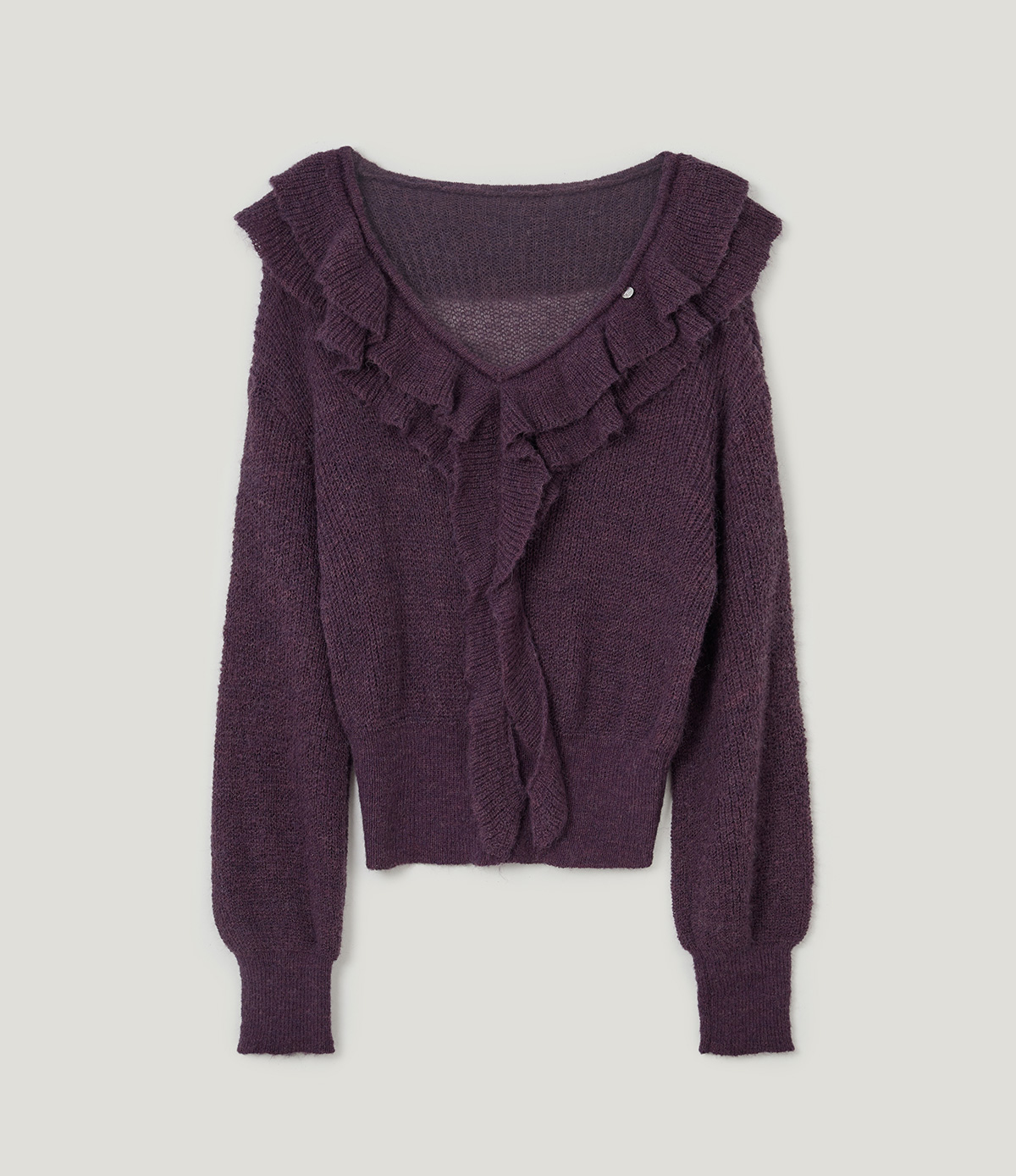 TWEE Torez ruffle V-neck long sleeve knit - Product detail view