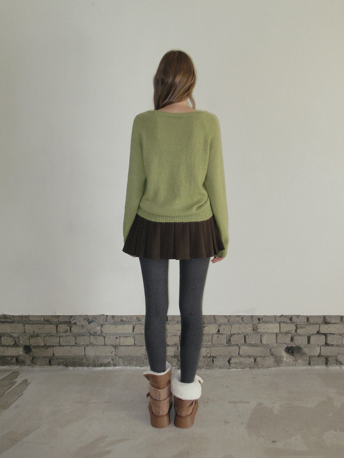 TWEE Pomki button brushed long sleeve knit - Fit and silhouette view