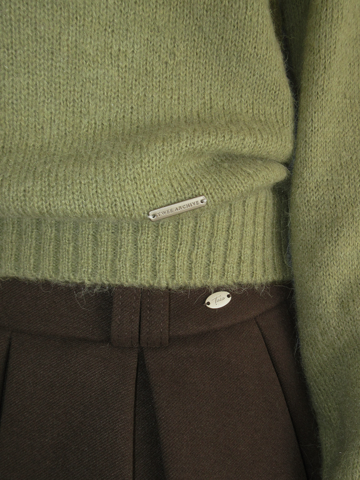TWEE Pomki button brushed long sleeve knit - Fit and silhouette view