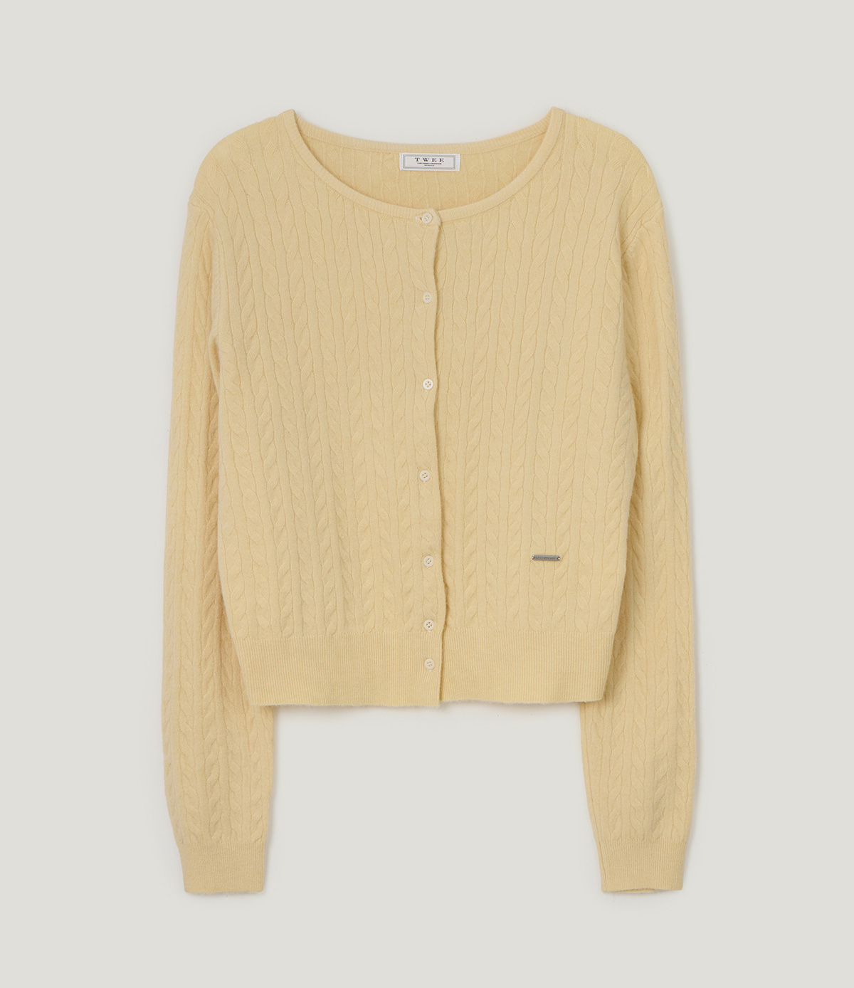 TWEE Itso cable round neck knit long sleeve cardigan - Product detail view