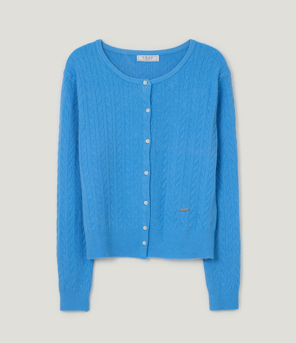 TWEE Itso cable round neck knit long sleeve cardigan - Product detail view