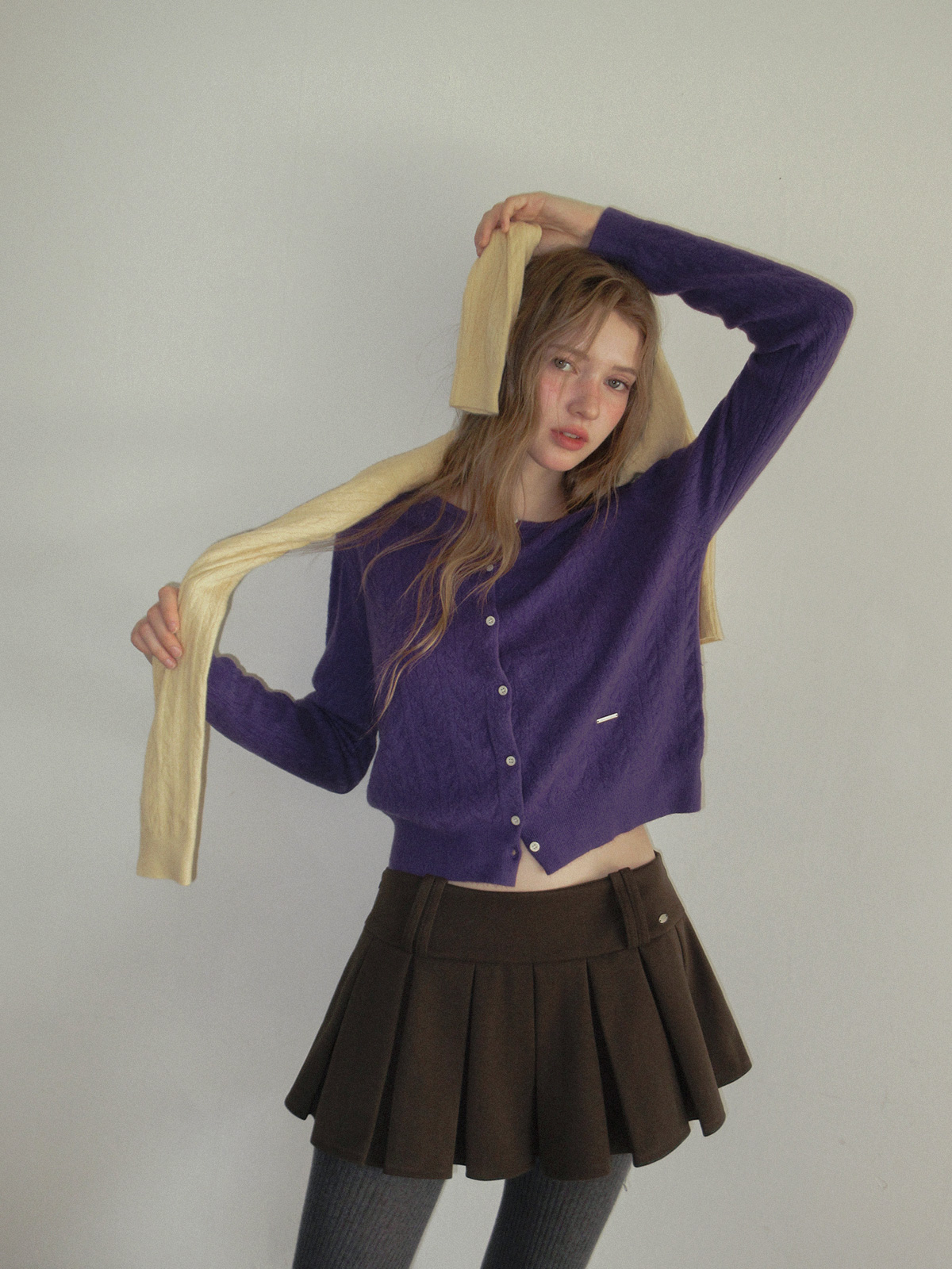 TWEE Hesi suede pleated mini skirt - Model styling view