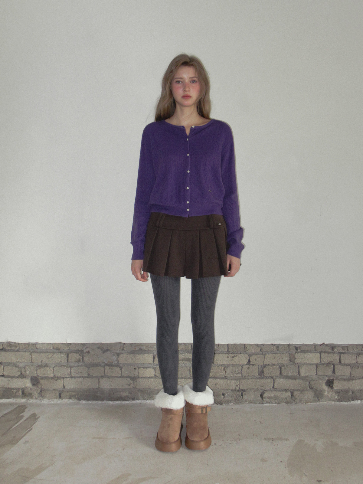 TWEE Hesi suede pleated mini skirt - Fit and silhouette view