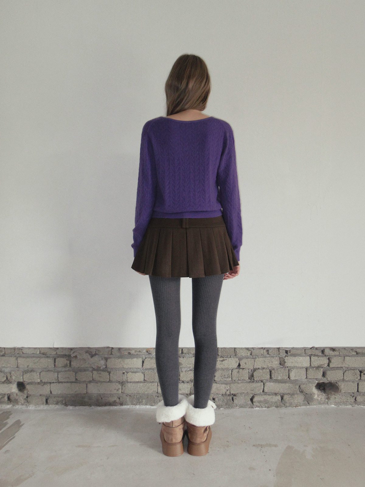 TWEE Hesi suede pleated mini skirt - Fit and silhouette view