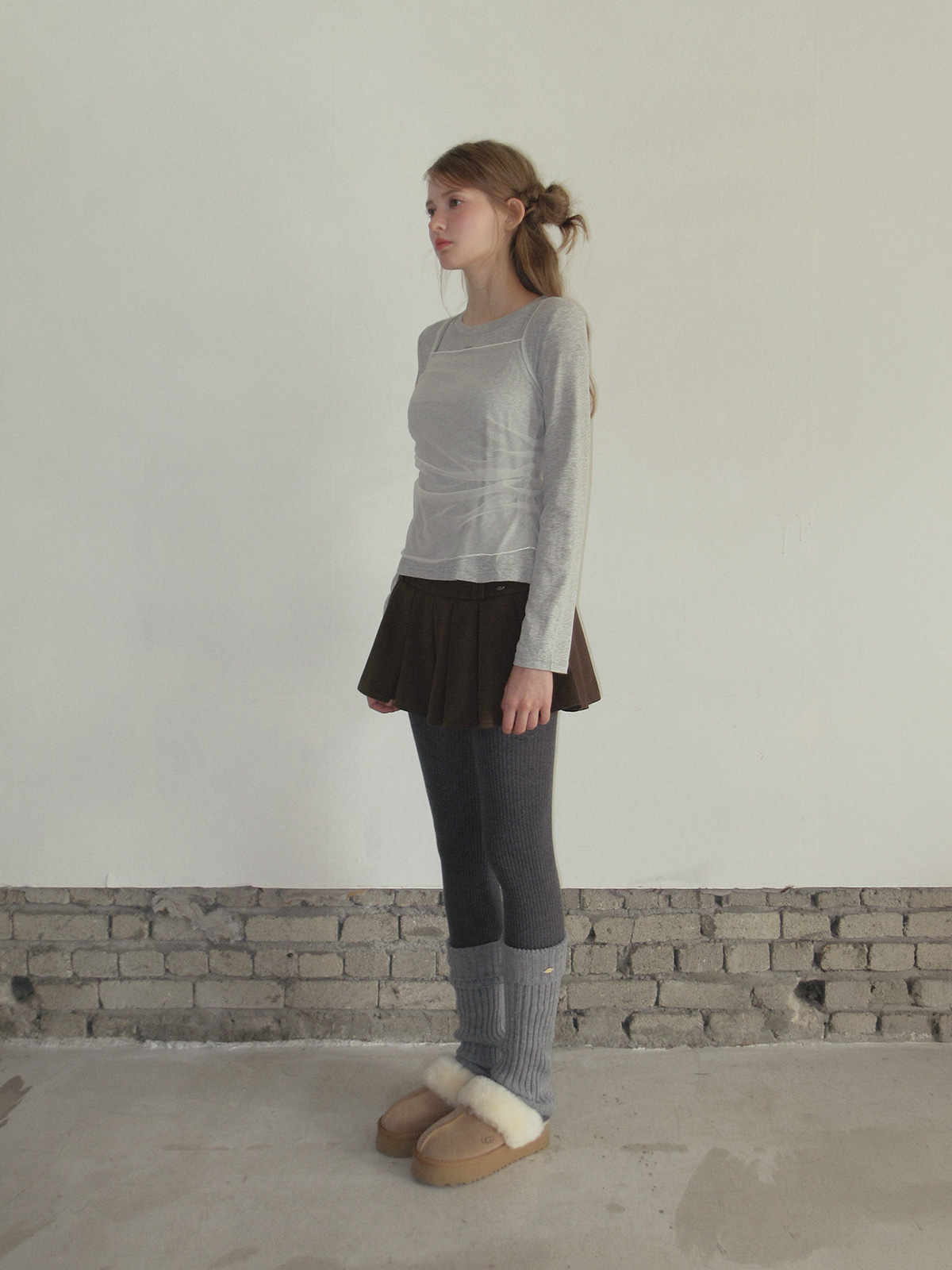 TWEE Bern organza sleeveless long sleeve T-shirt set - Fit and silhouette view
