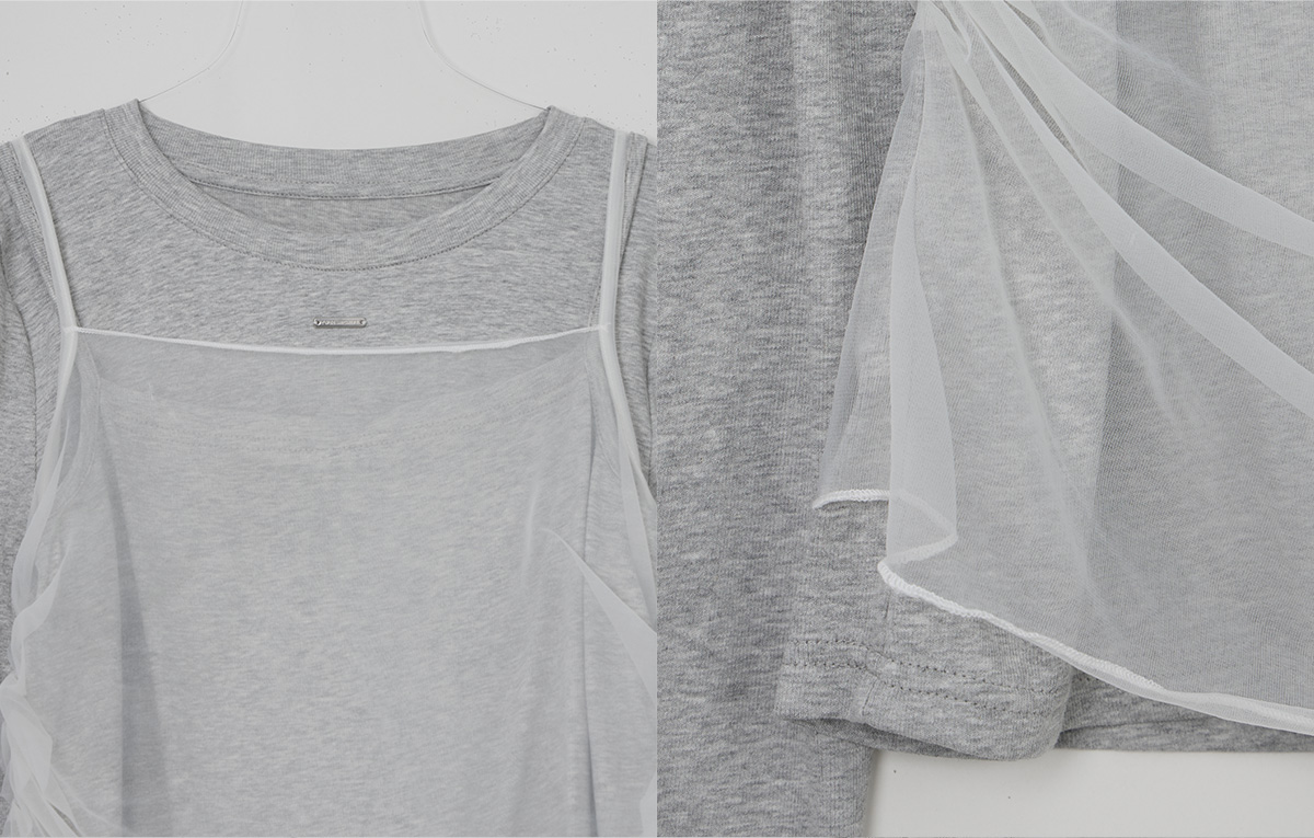 TWEE Bern organza sleeveless long sleeve T-shirt set - Fabric and construction close-up