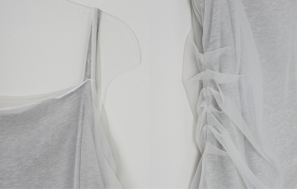TWEE Bern organza sleeveless long sleeve T-shirt set - Fabric and construction close-up