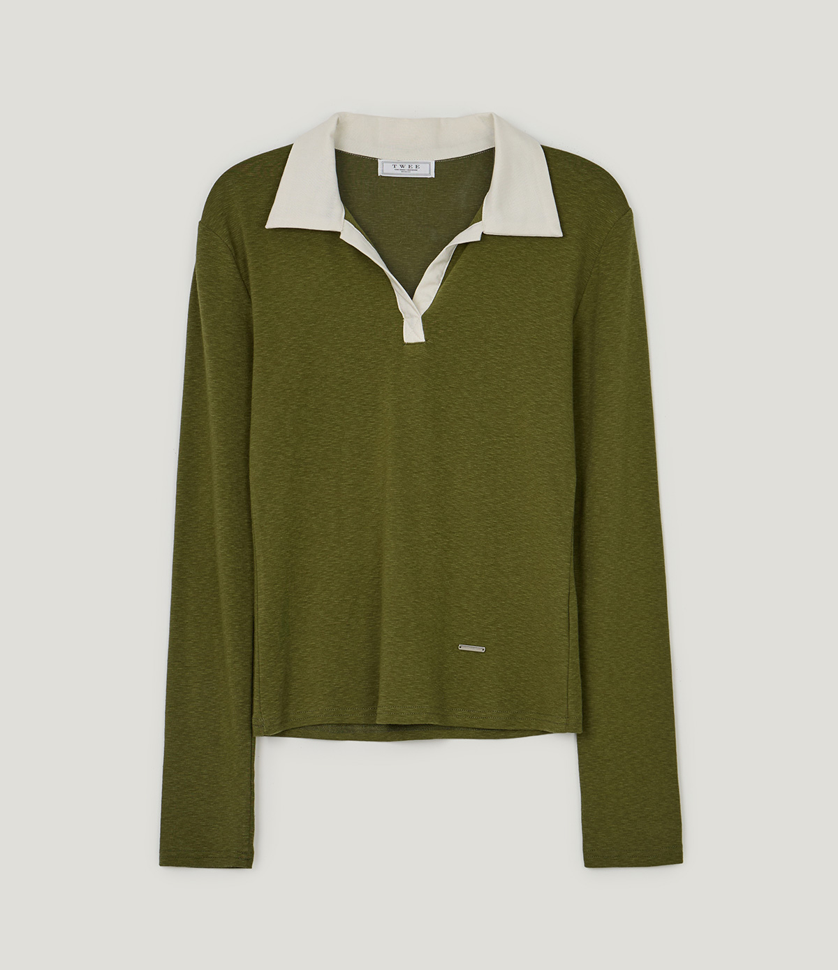 TWEE Tesher collar contrast long sleeve T-shirt - Product detail view