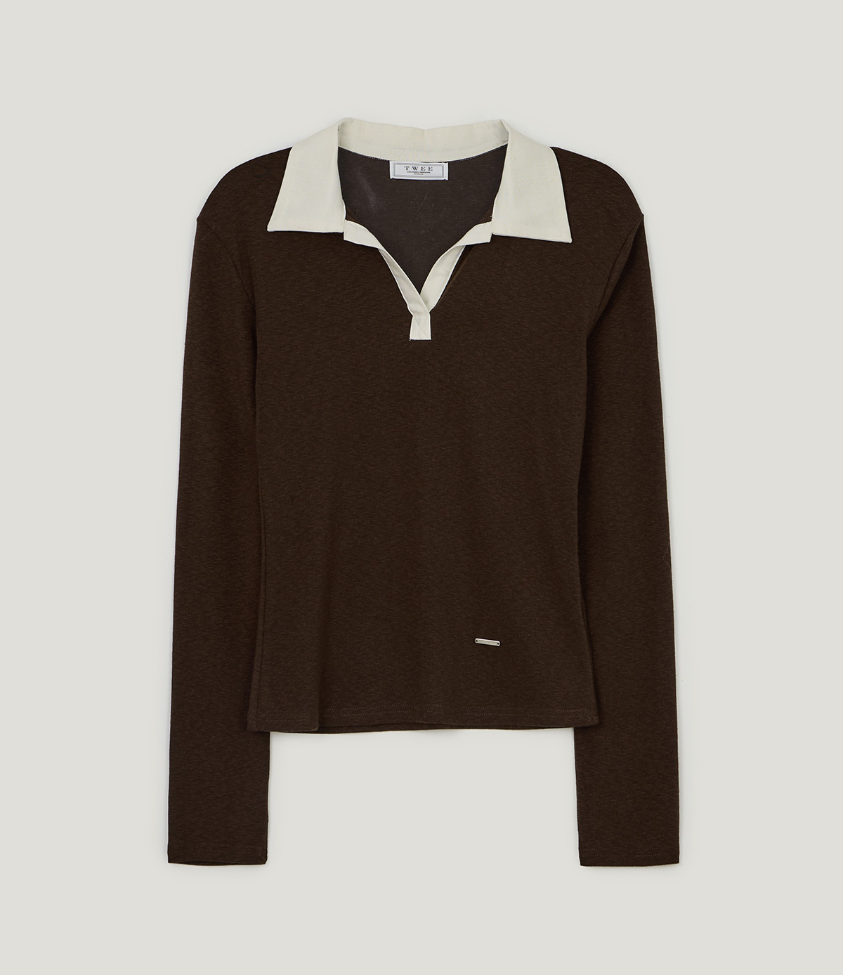 TWEE Tesher collar contrast long sleeve T-shirt - Product detail view