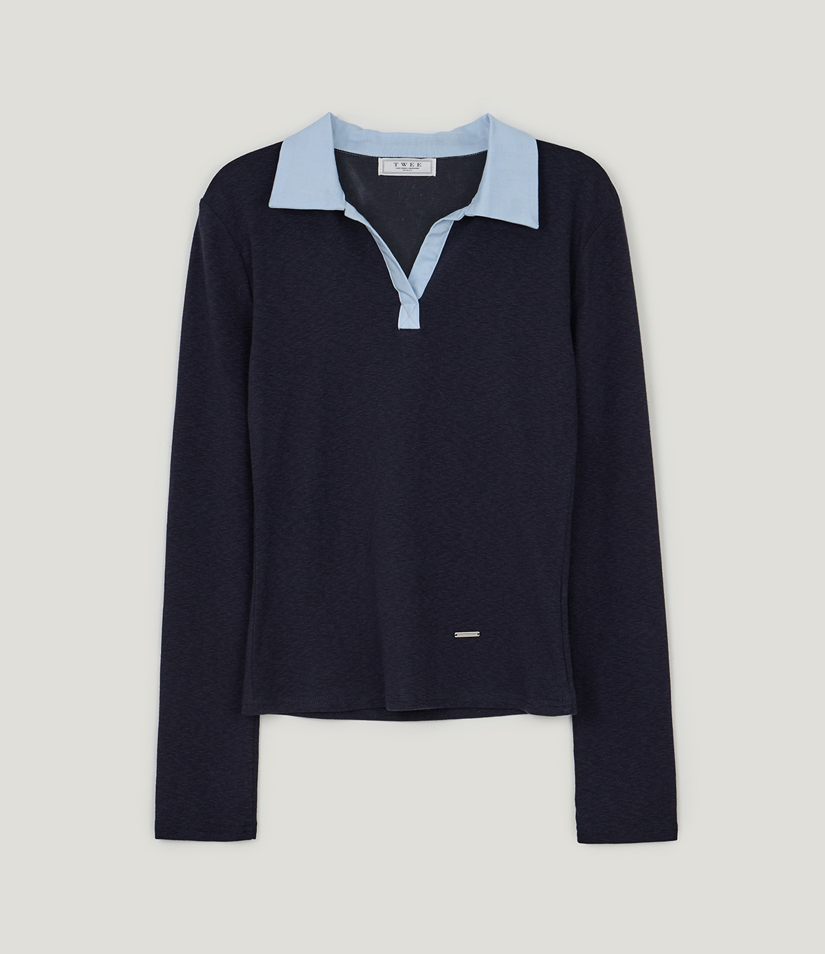 TWEE Tesher collar contrast long sleeve T-shirt - Product detail view