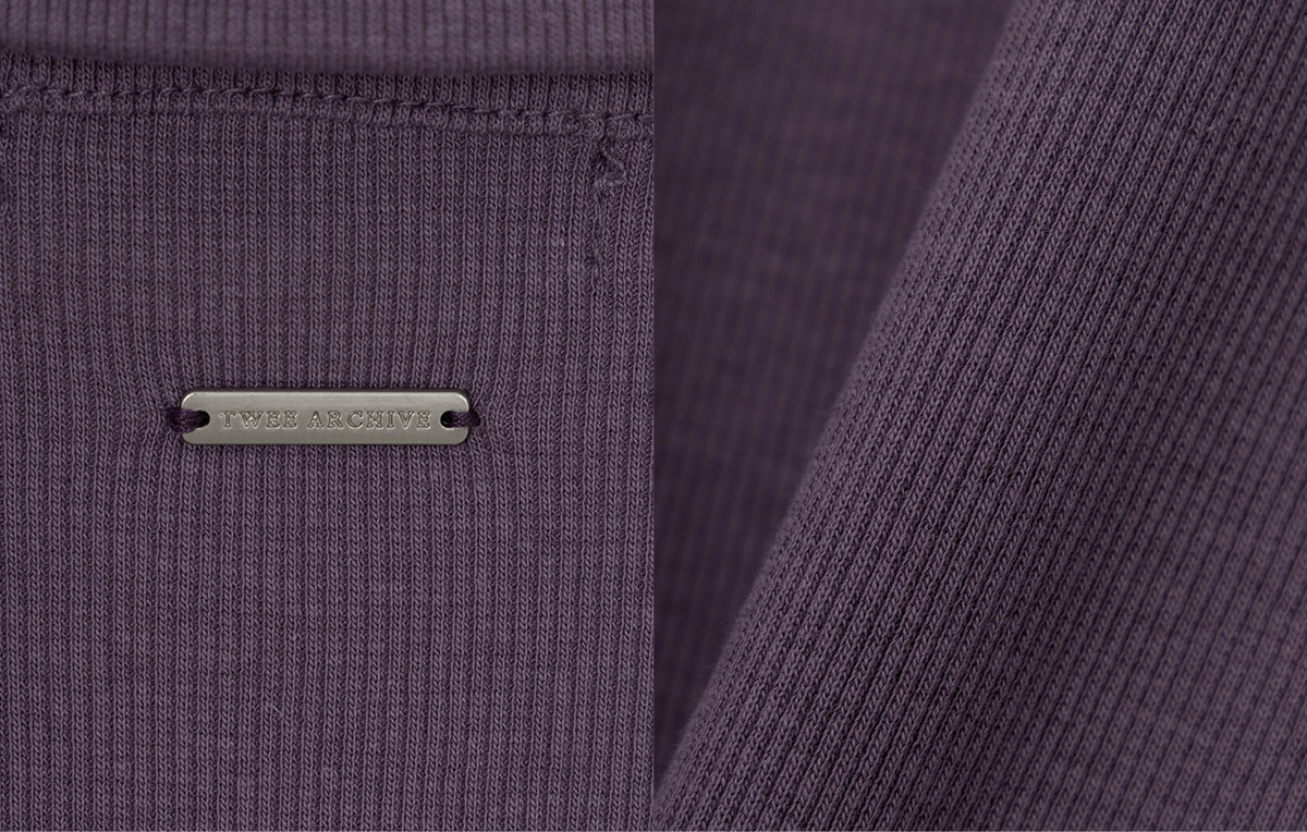 TWEE Normal diagonal button collar long sleeve T-shirt - Fabric and construction close-up