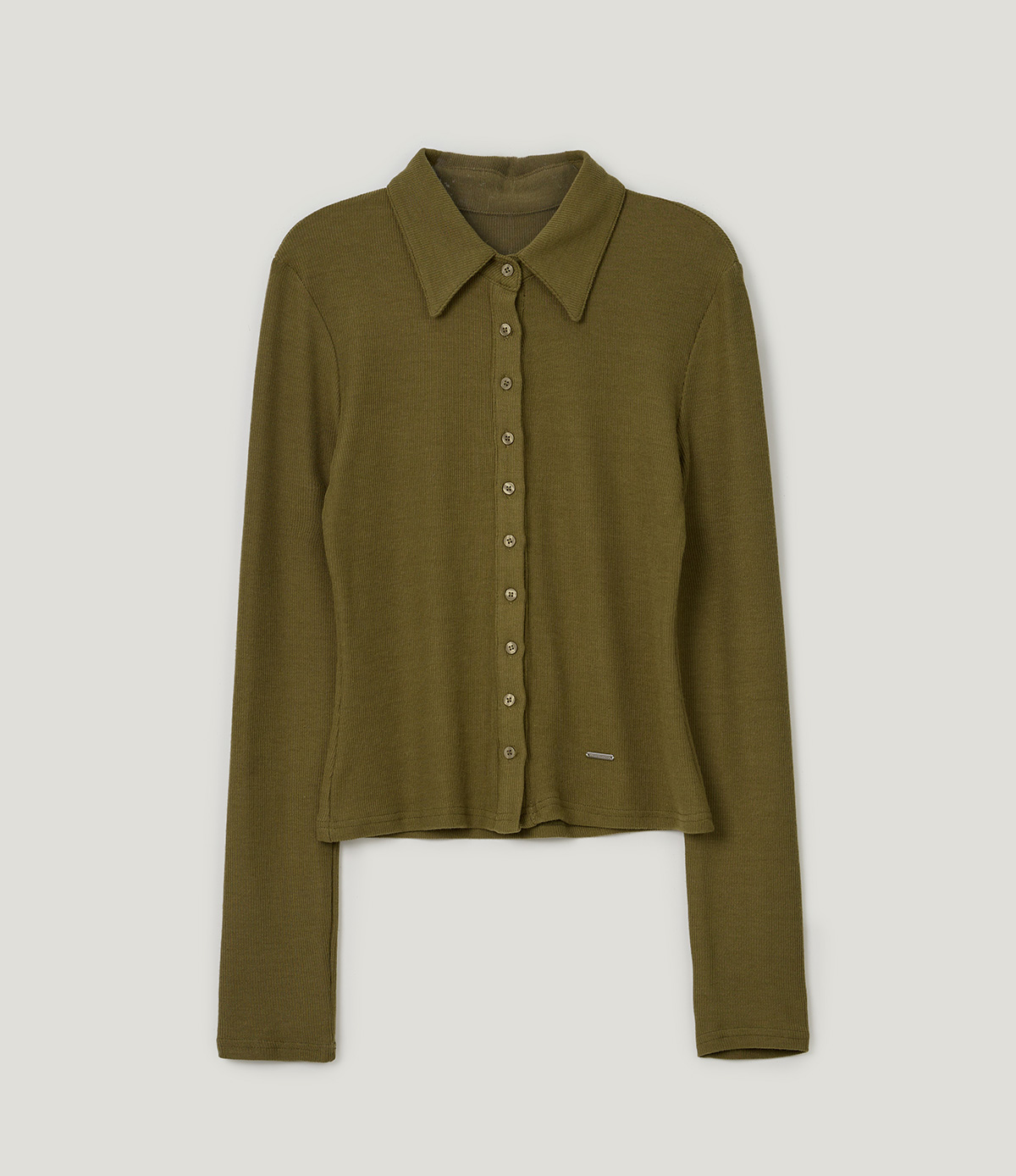 TWEE Toel basic collar long sleeve T-shirt - Product detail view
