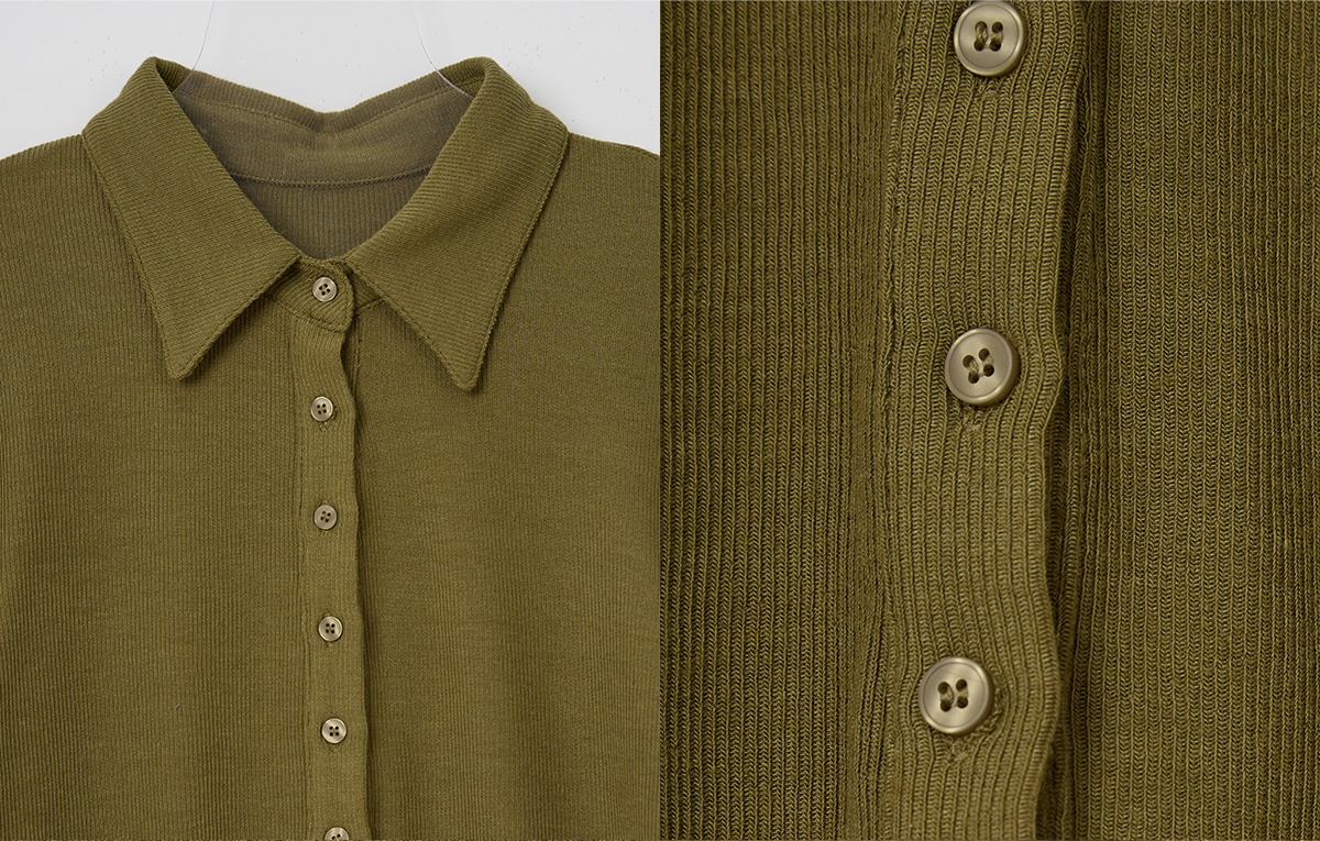 TWEE Toel basic collar long sleeve T-shirt - Fabric and construction close-up