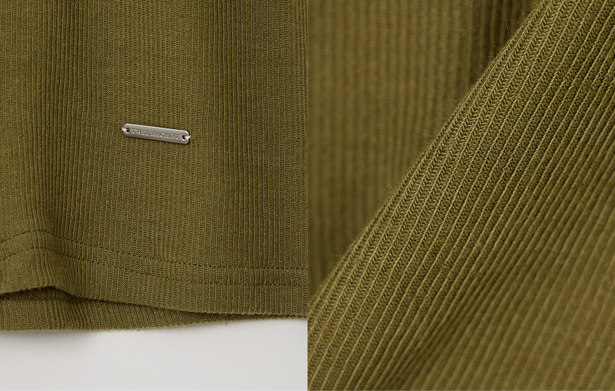 TWEE Toel basic collar long sleeve T-shirt - Fabric and construction close-up