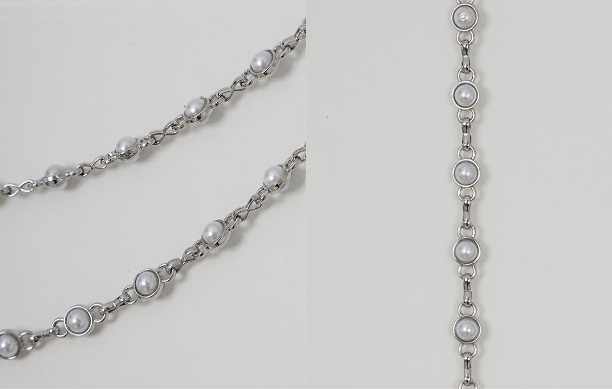 TWEE Rose pearl ring chain belt - Fabric and construction close-up