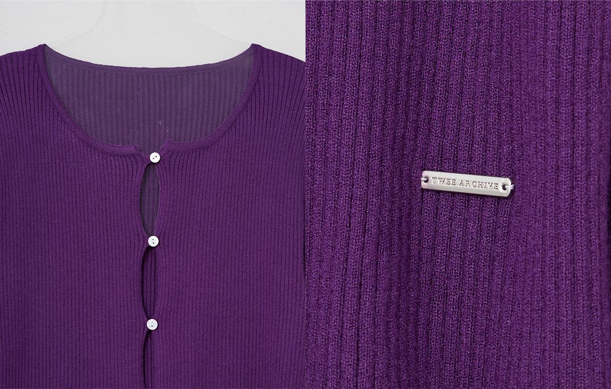 TWEE Hipston button ribbed knit long sleeve cardigan - Fabric and construction close-up