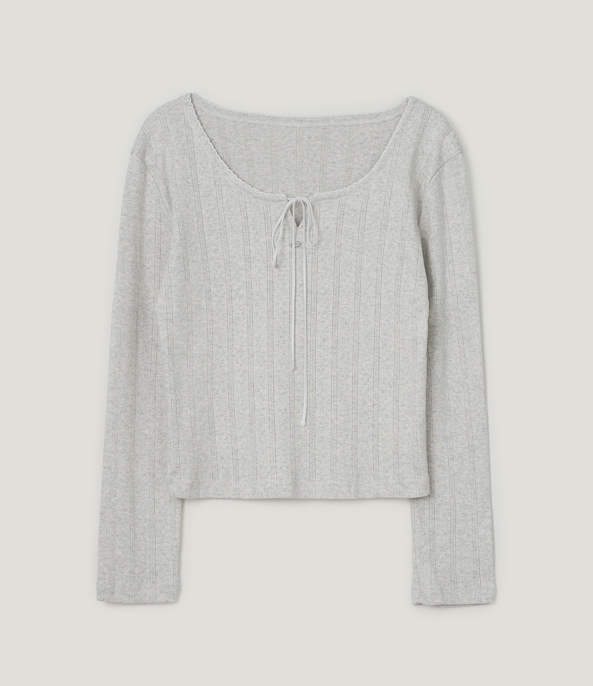 TWEE Wend punching lace strap long sleeve T-shirt - Product detail view
