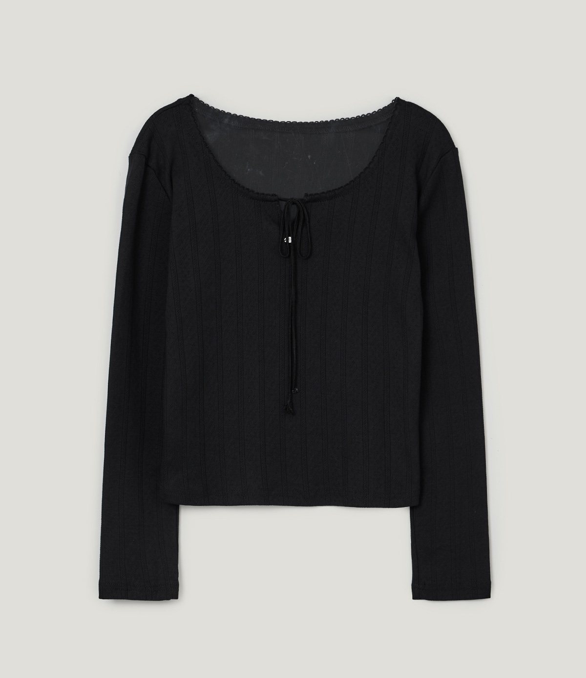TWEE Wend punching lace strap long sleeve T-shirt - Product detail view