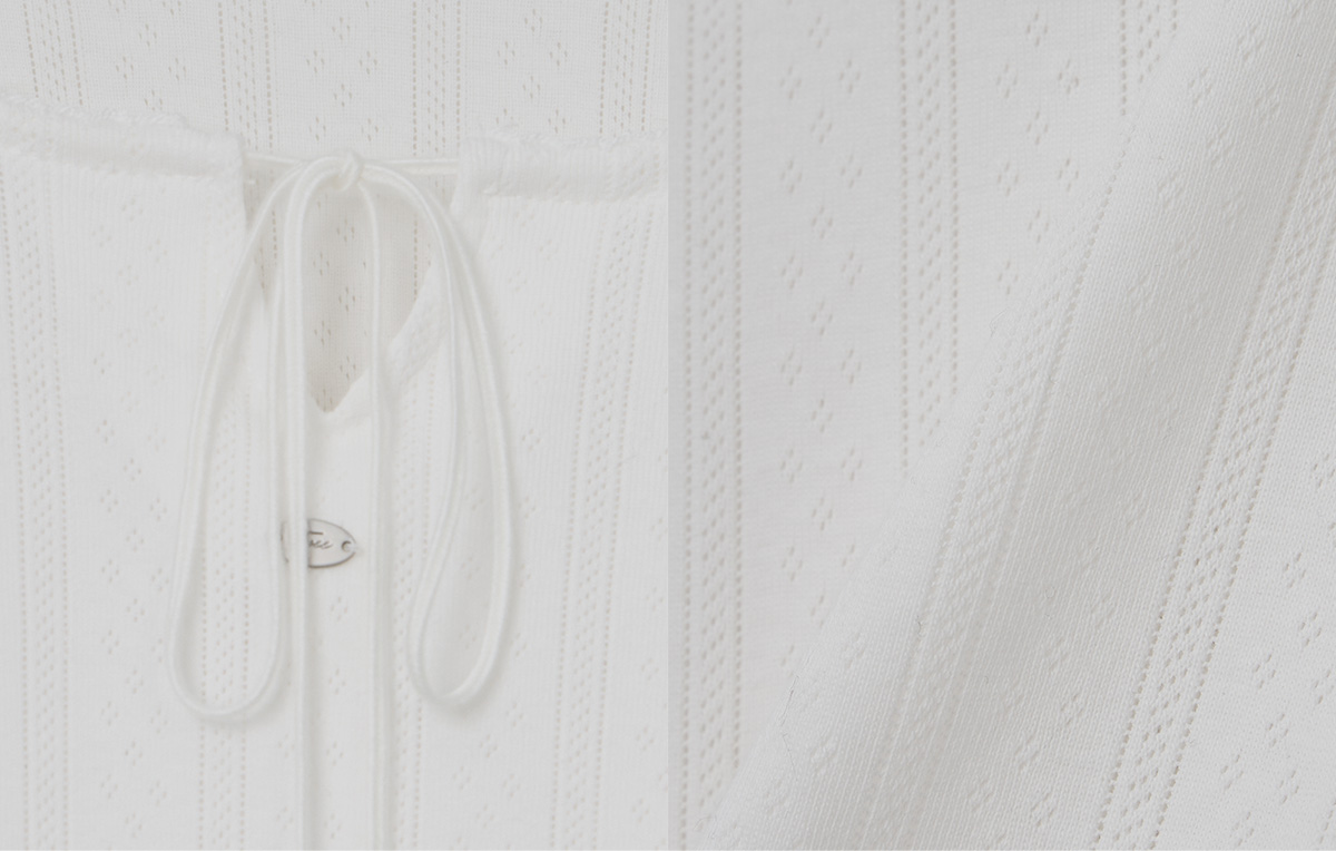 TWEE Wend punching lace strap long sleeve T-shirt - Fabric and construction close-up