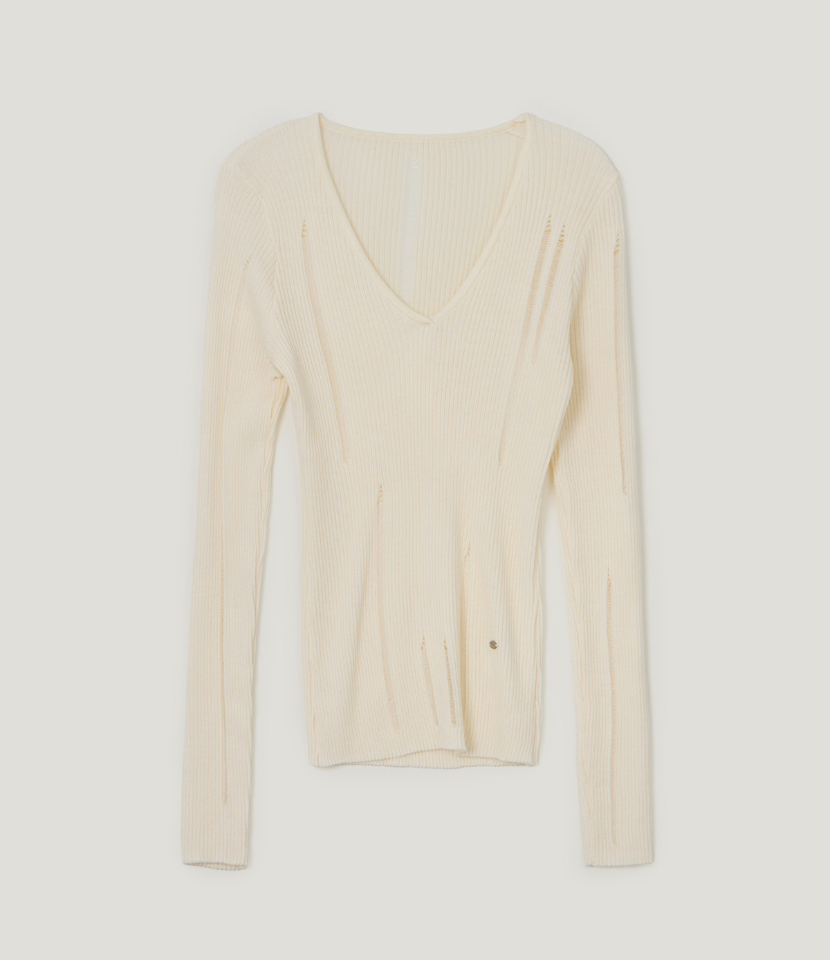 TWEE Peti vintage distressed V-neck long sleeve knit - Product detail view