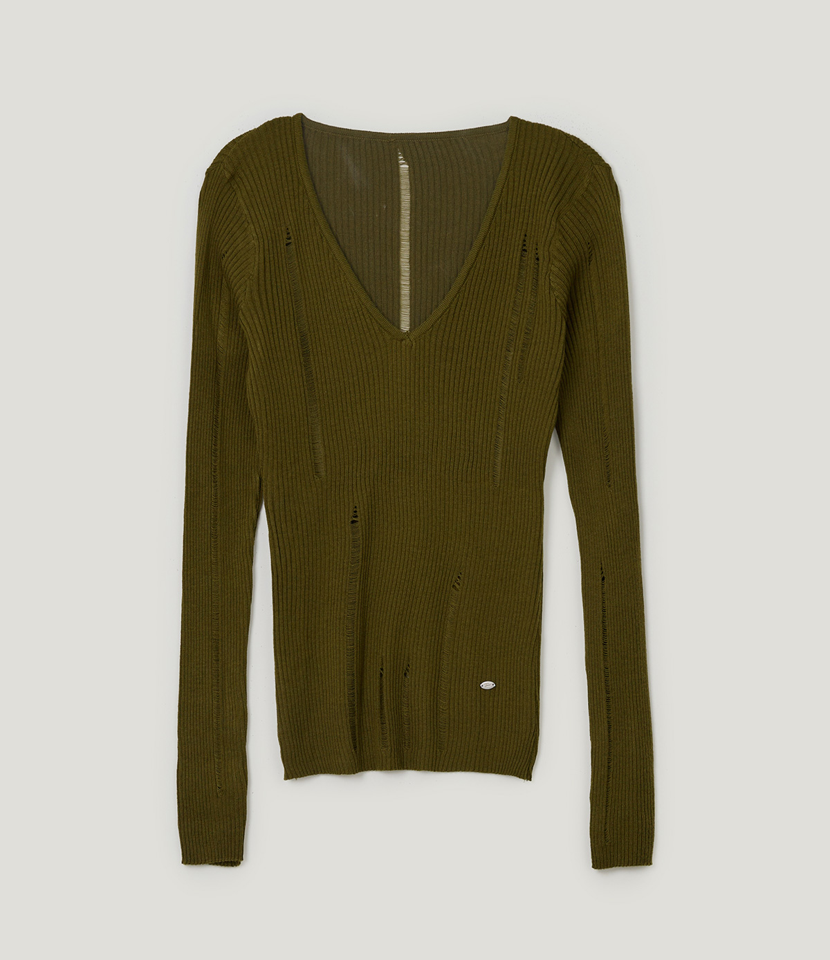 TWEE Peti vintage distressed V-neck long sleeve knit - Product detail view