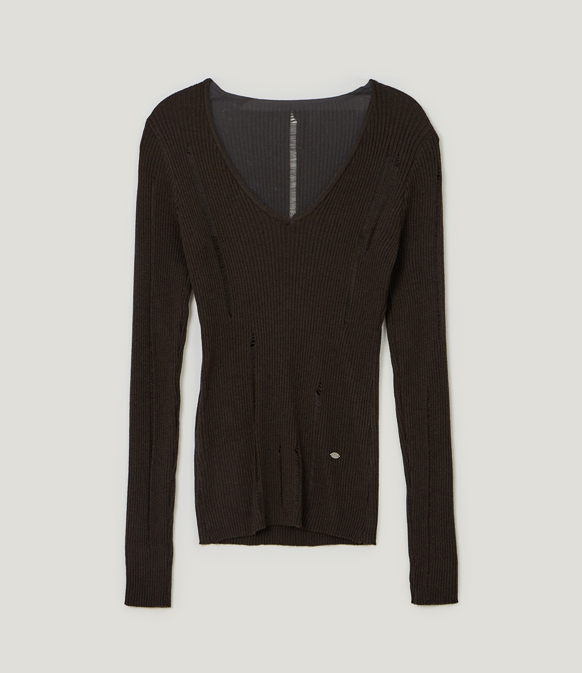 TWEE Peti vintage distressed V-neck long sleeve knit - Product detail view