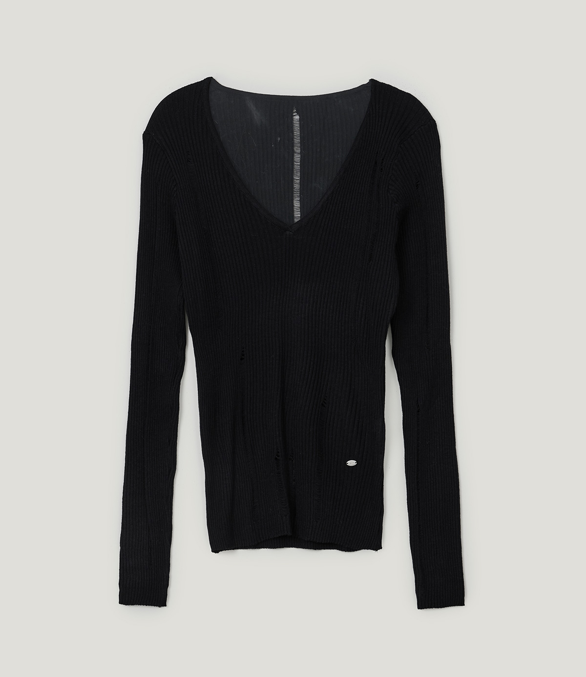 TWEE Peti vintage distressed V-neck long sleeve knit - Product detail view