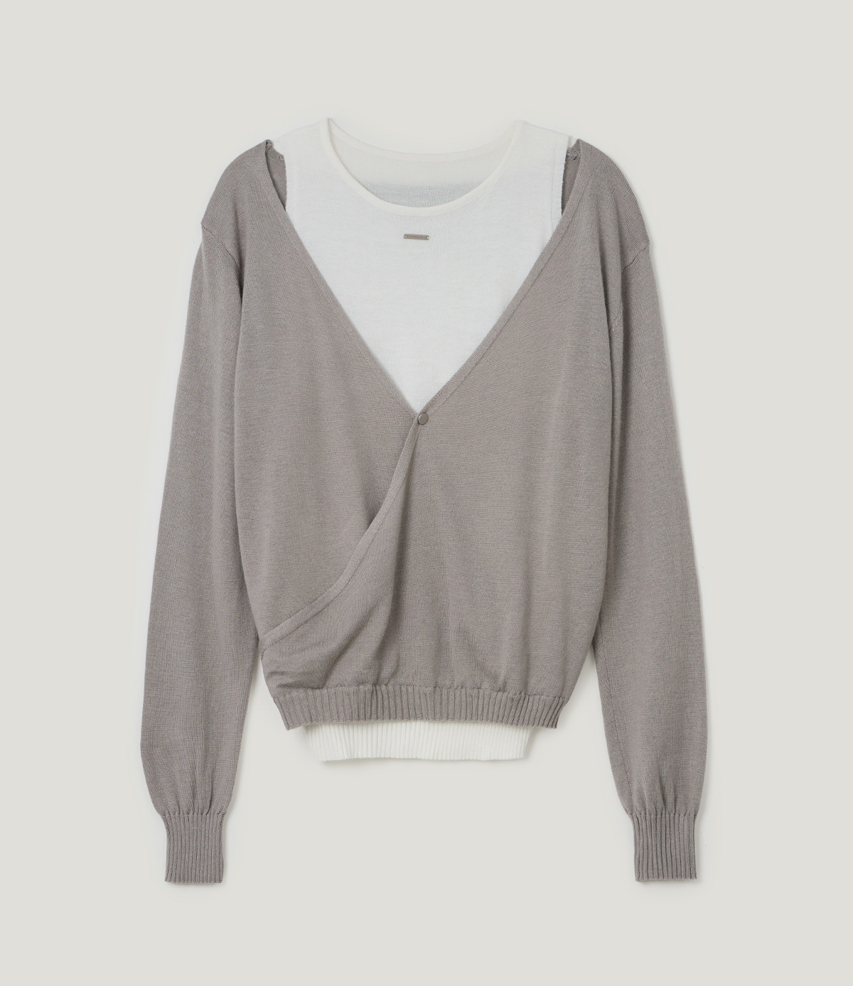 TWEE Koen deep V-neck wrap layered long sleeve knit - Product detail view