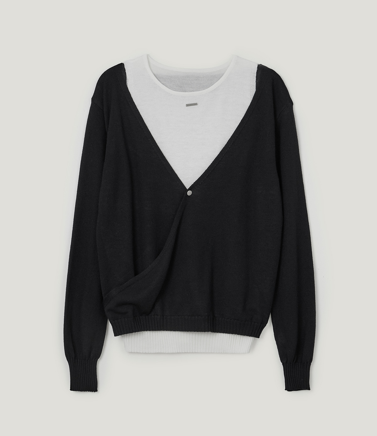 TWEE Koen deep V-neck wrap layered long sleeve knit - Product detail view