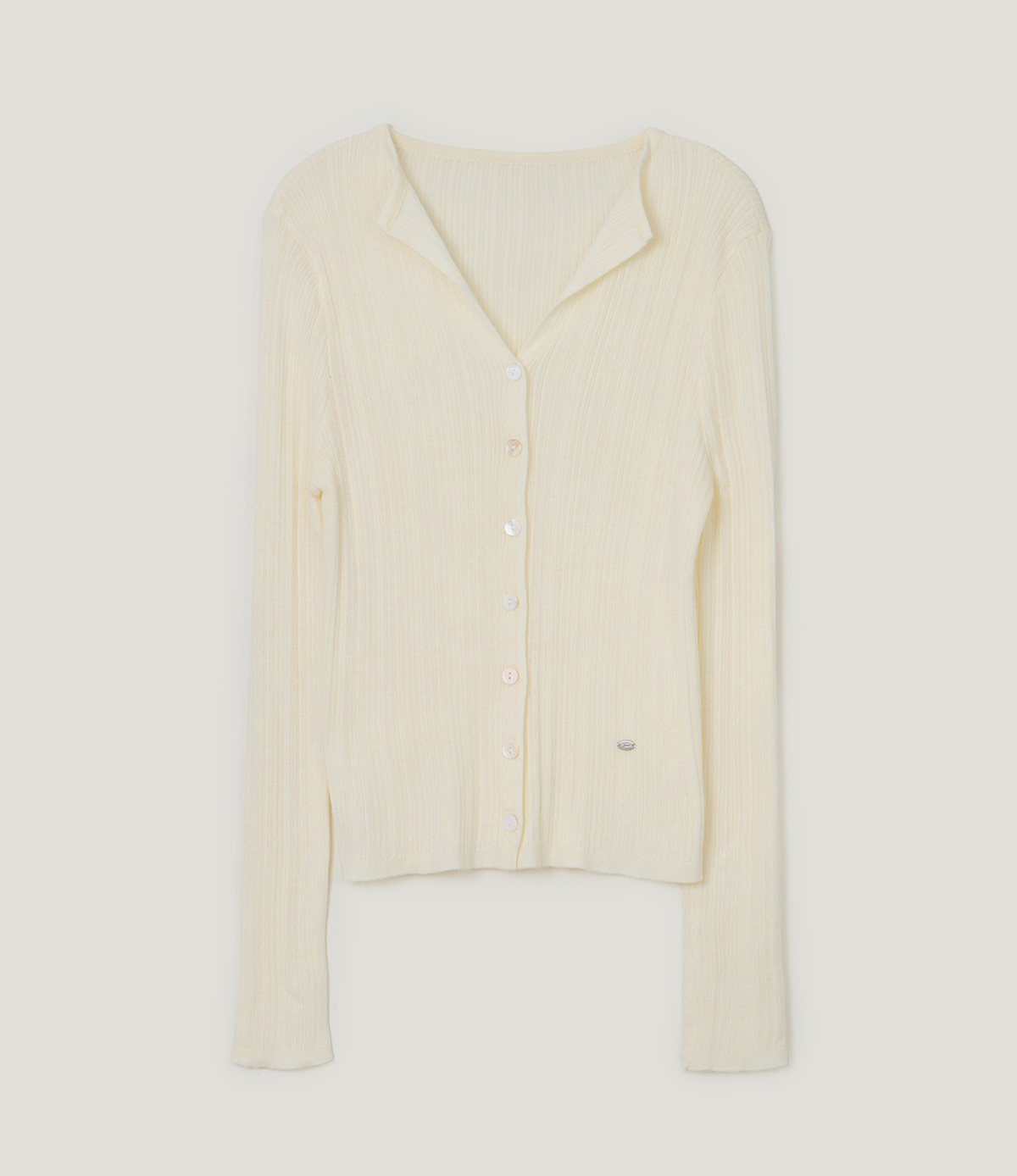 TWEE Rie basic ribbed knit long sleeve cardigan - Product detail view