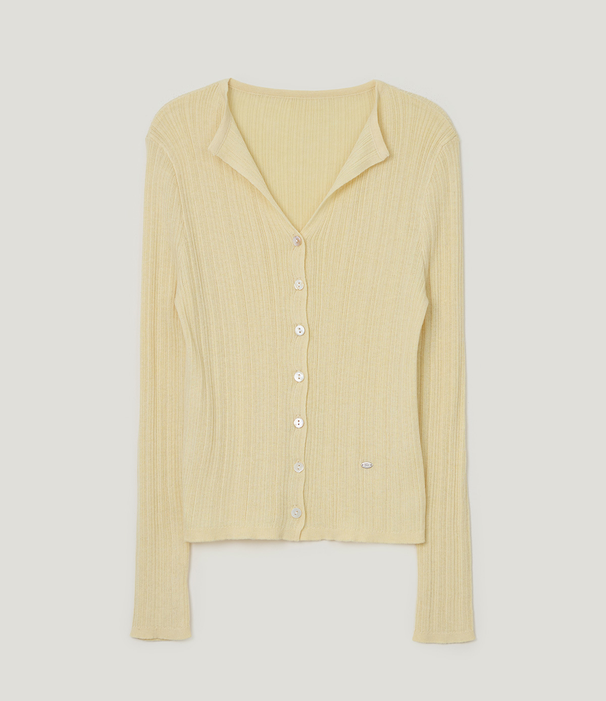 TWEE Rie basic ribbed knit long sleeve cardigan - Product detail view