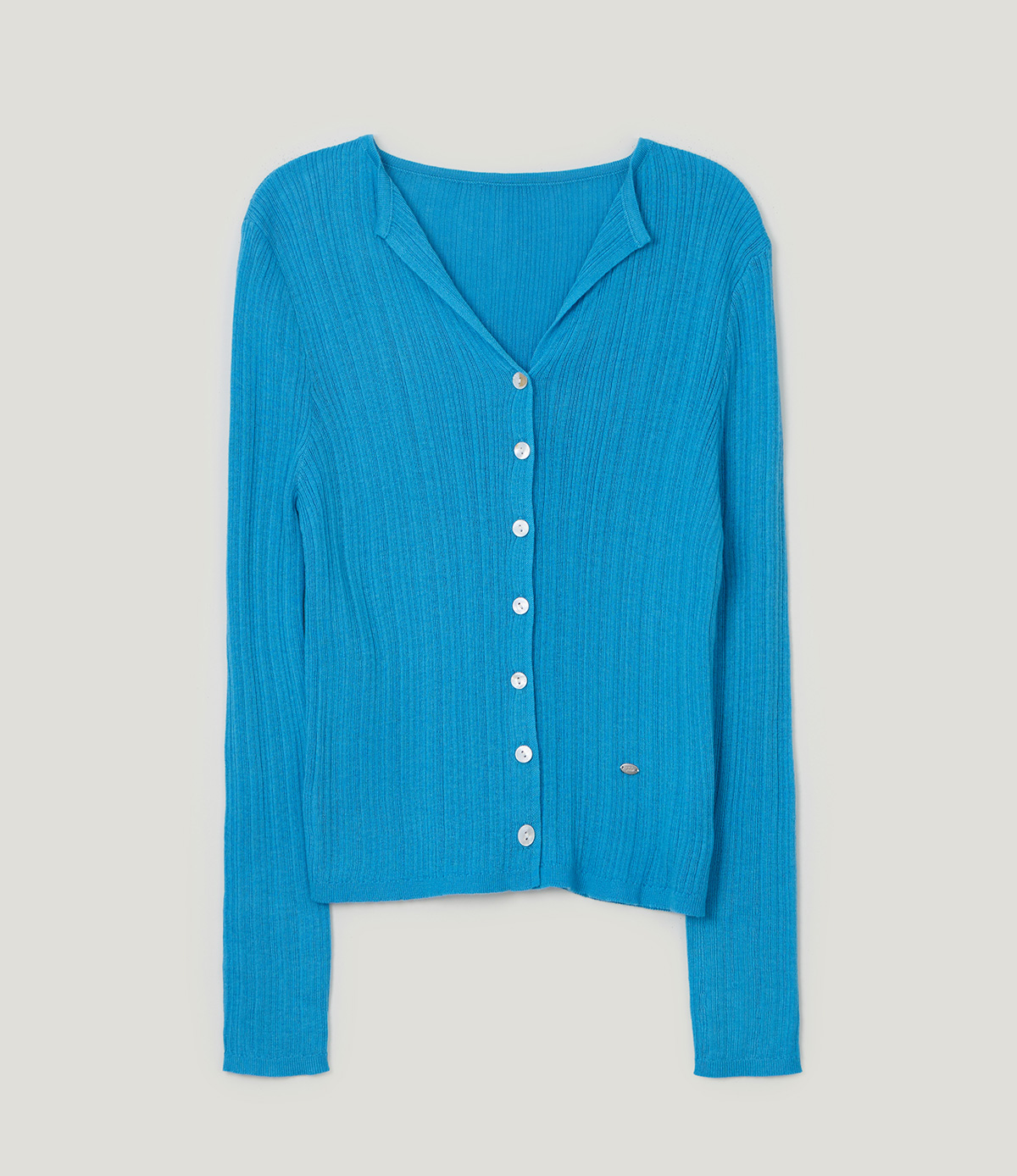 TWEE Rie basic ribbed knit long sleeve cardigan - Product detail view