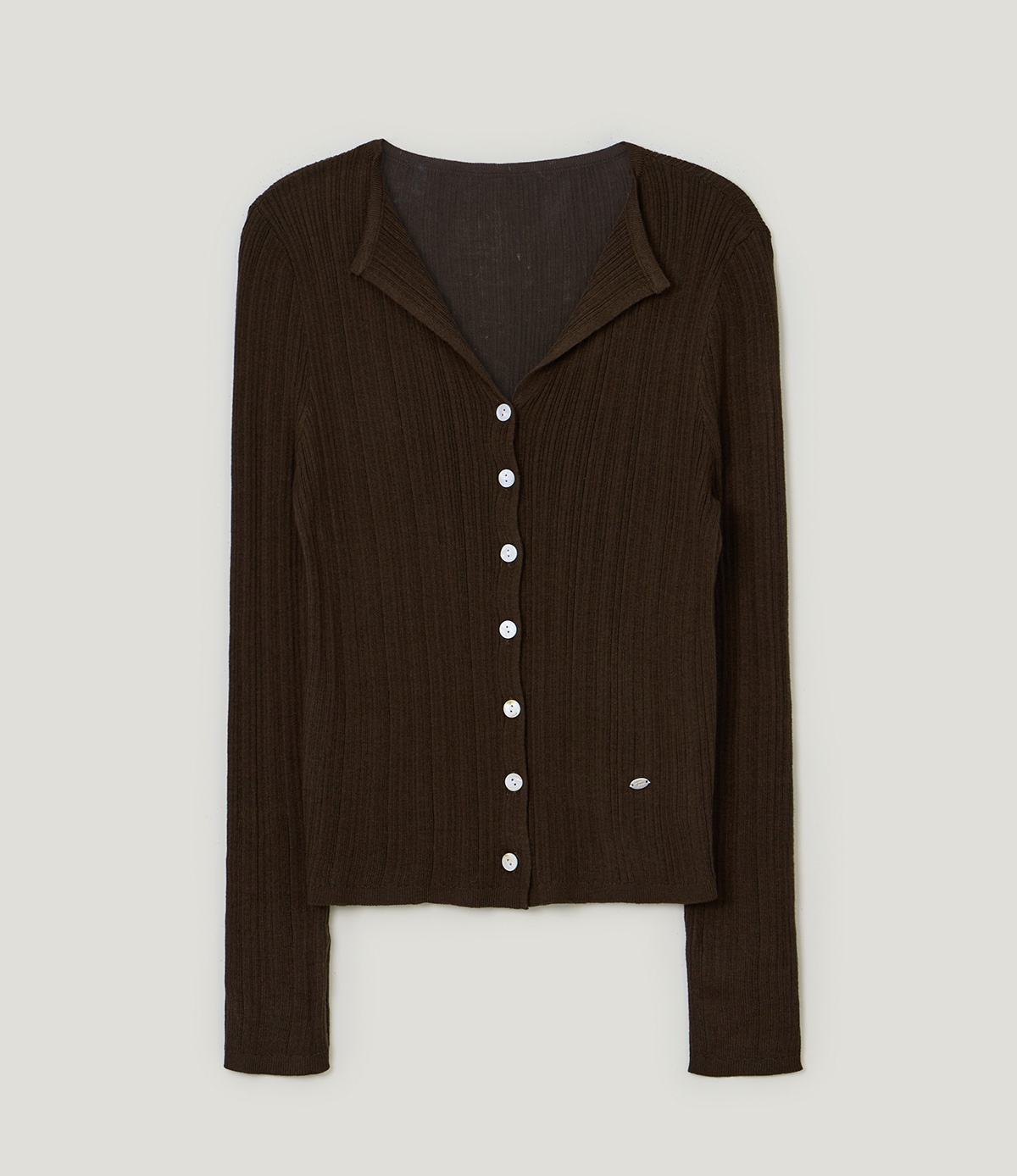 TWEE Rie basic ribbed knit long sleeve cardigan - Product detail view