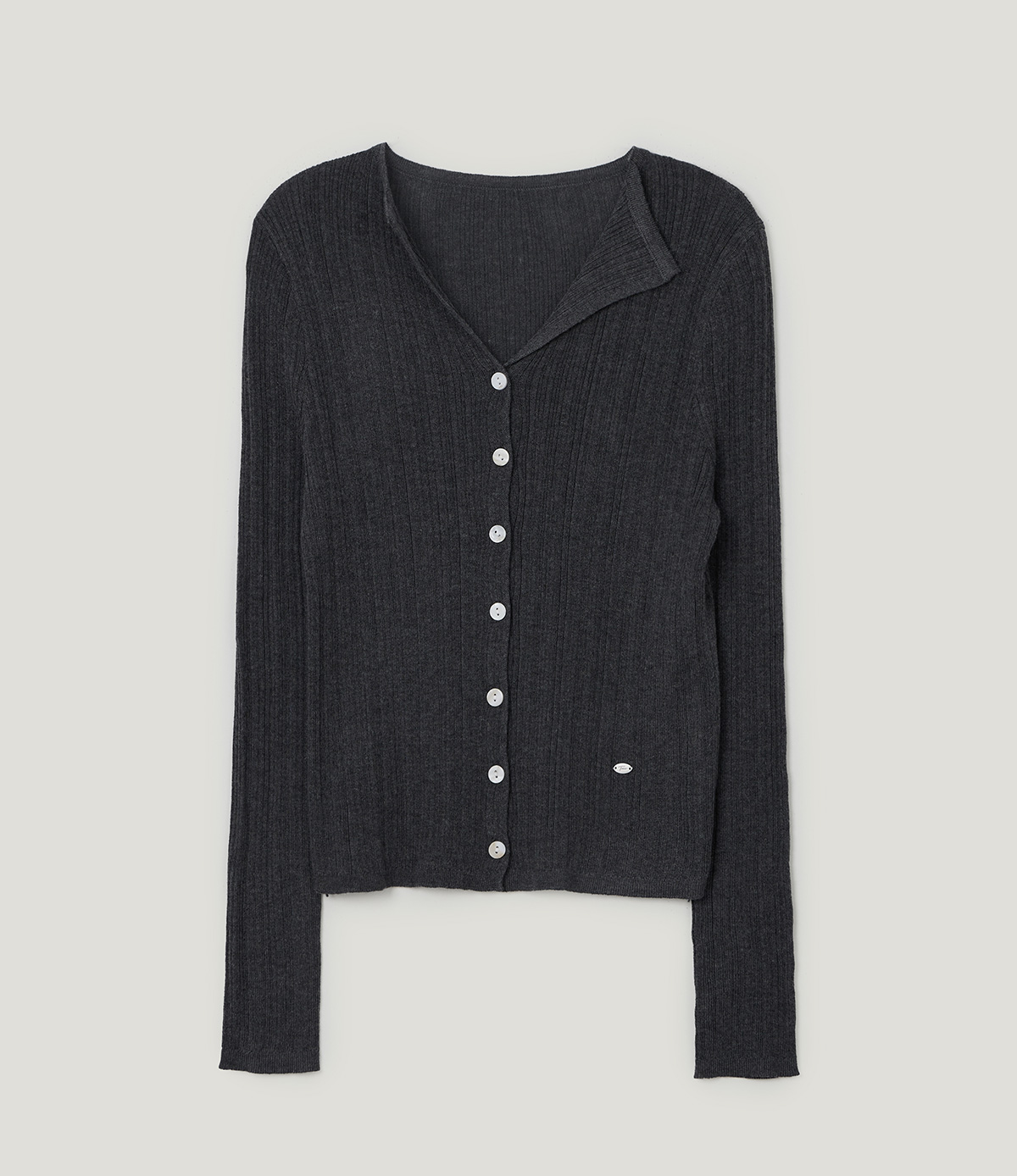 TWEE Rie basic ribbed knit long sleeve cardigan - Product detail view