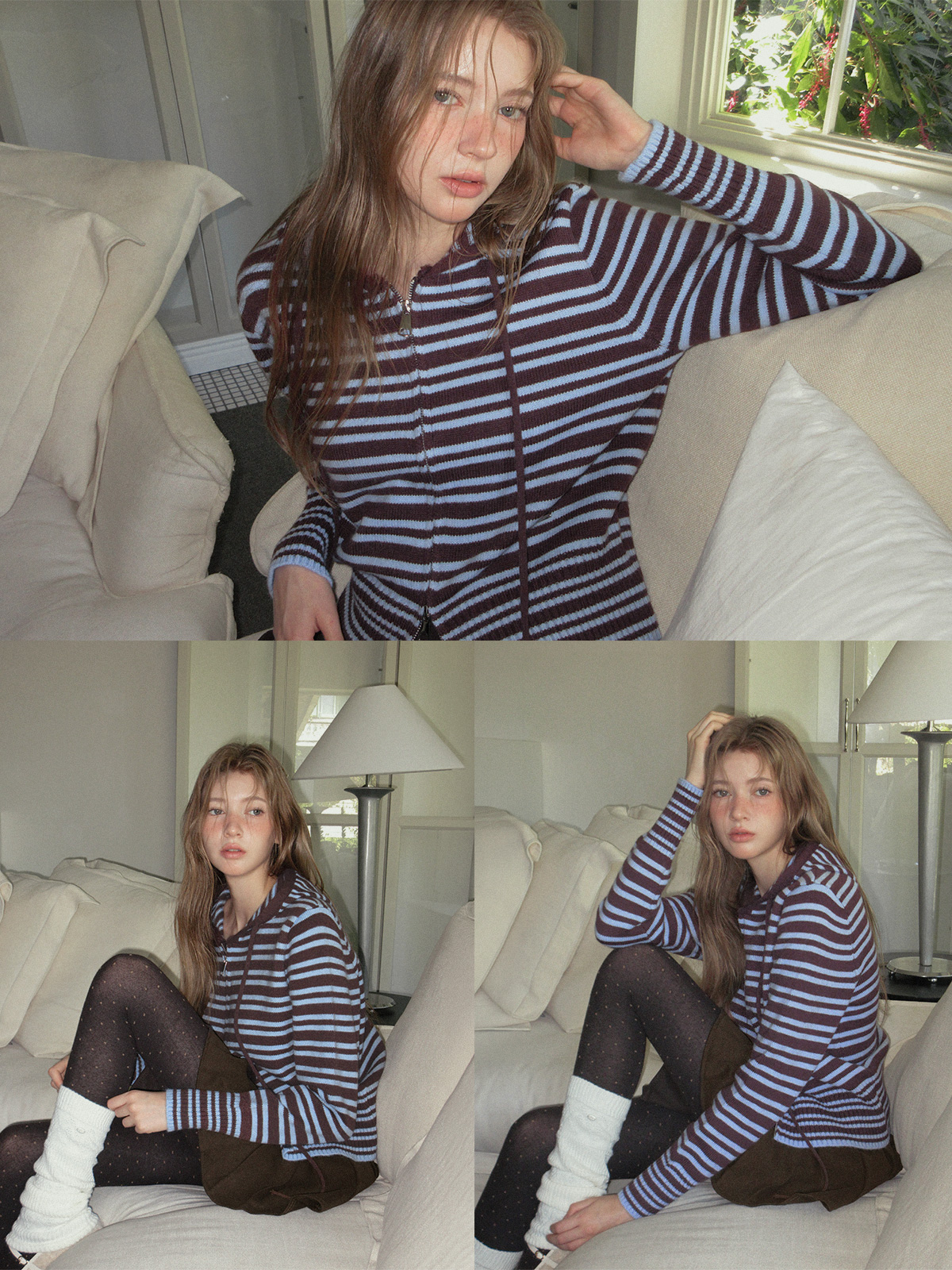 TWEE Ronv punching knit leg warmers - Model styling view