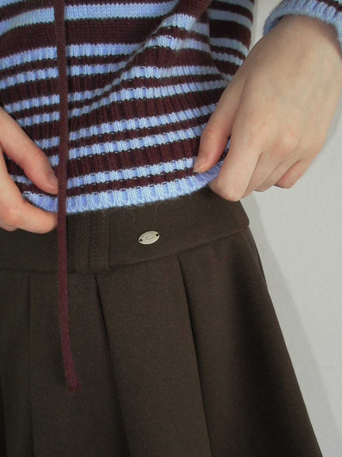 TWEE Error stripe knit hood zip-up - Model styling view