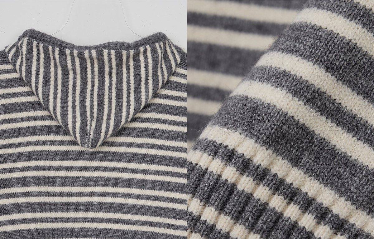 TWEE Error stripe knit hood zip-up - Product detail view
