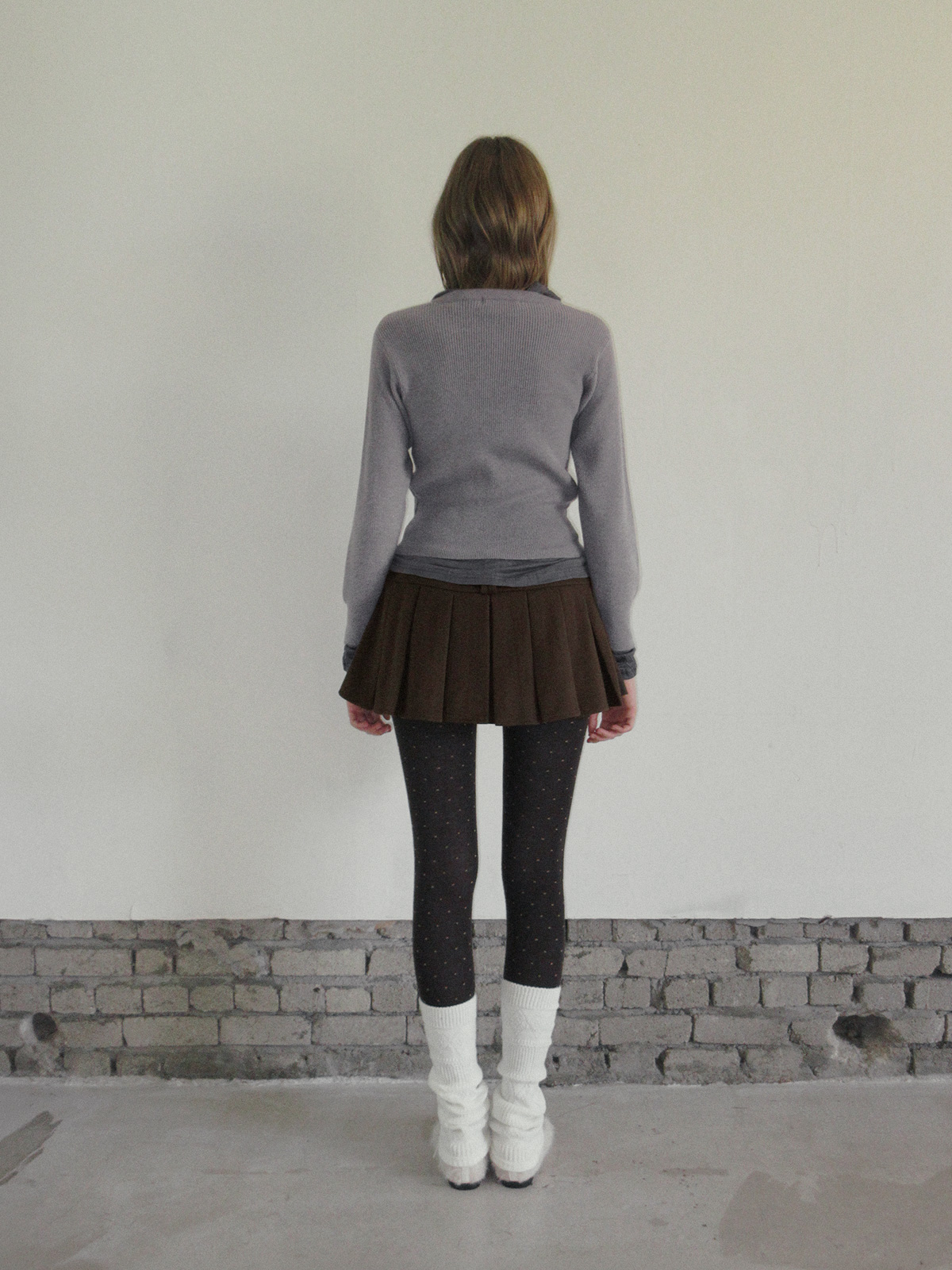 TWEE Coers round/V-neck long sleeve knit cardigan - Model styling view