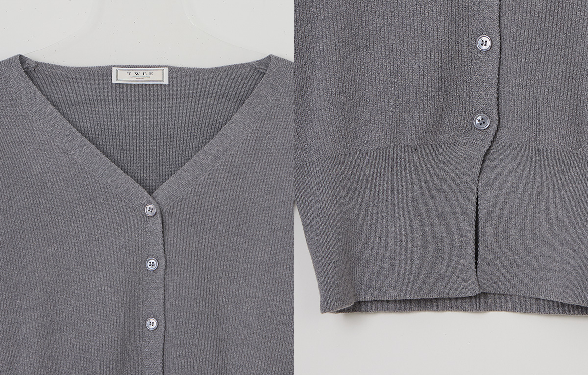TWEE Coers round/V-neck long sleeve knit cardigan - Product detail view