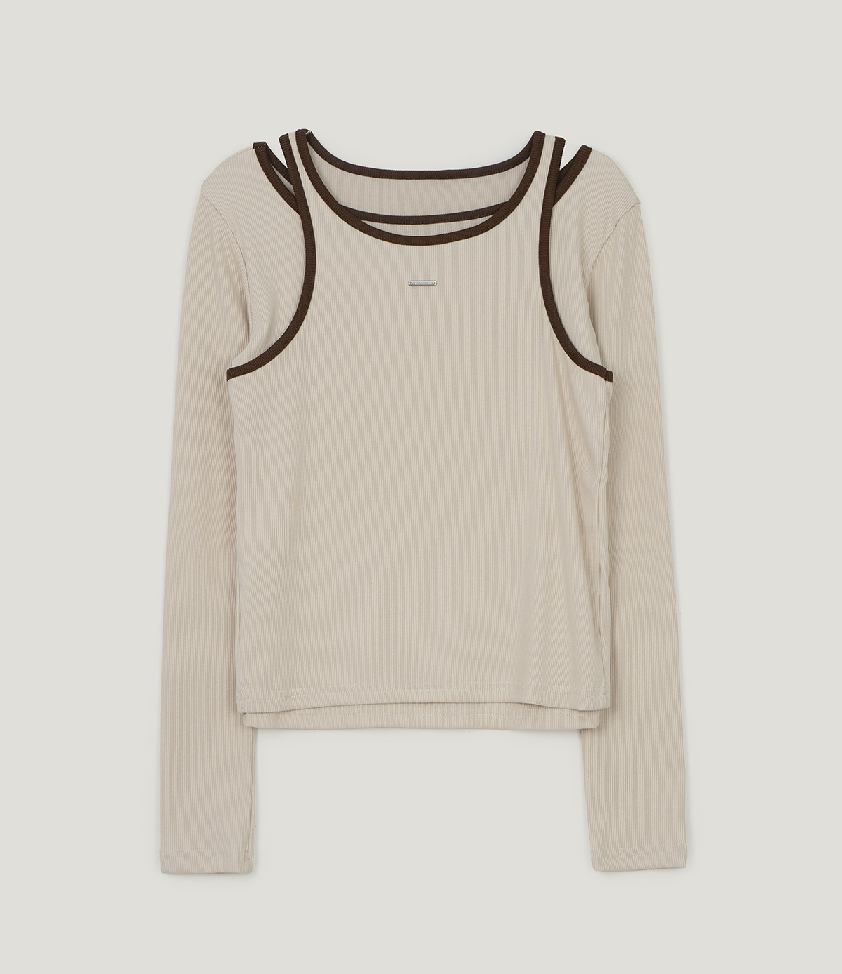 TWEE Roizen contrast sleeveless long sleeve T-shirt set - Product detail view