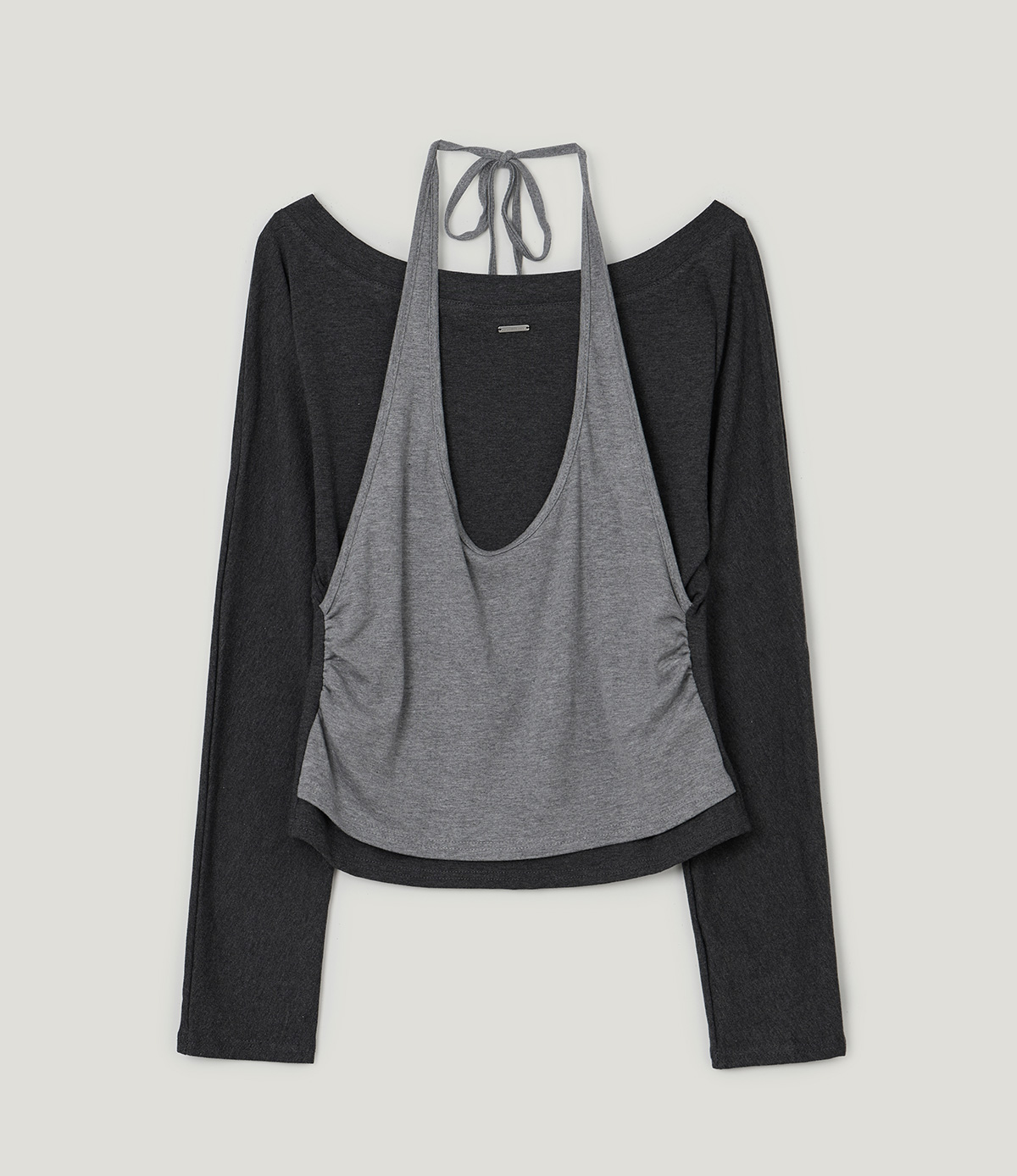 TWEE Robol halter sleeveless layered long sleeve T-shirt - Product detail view