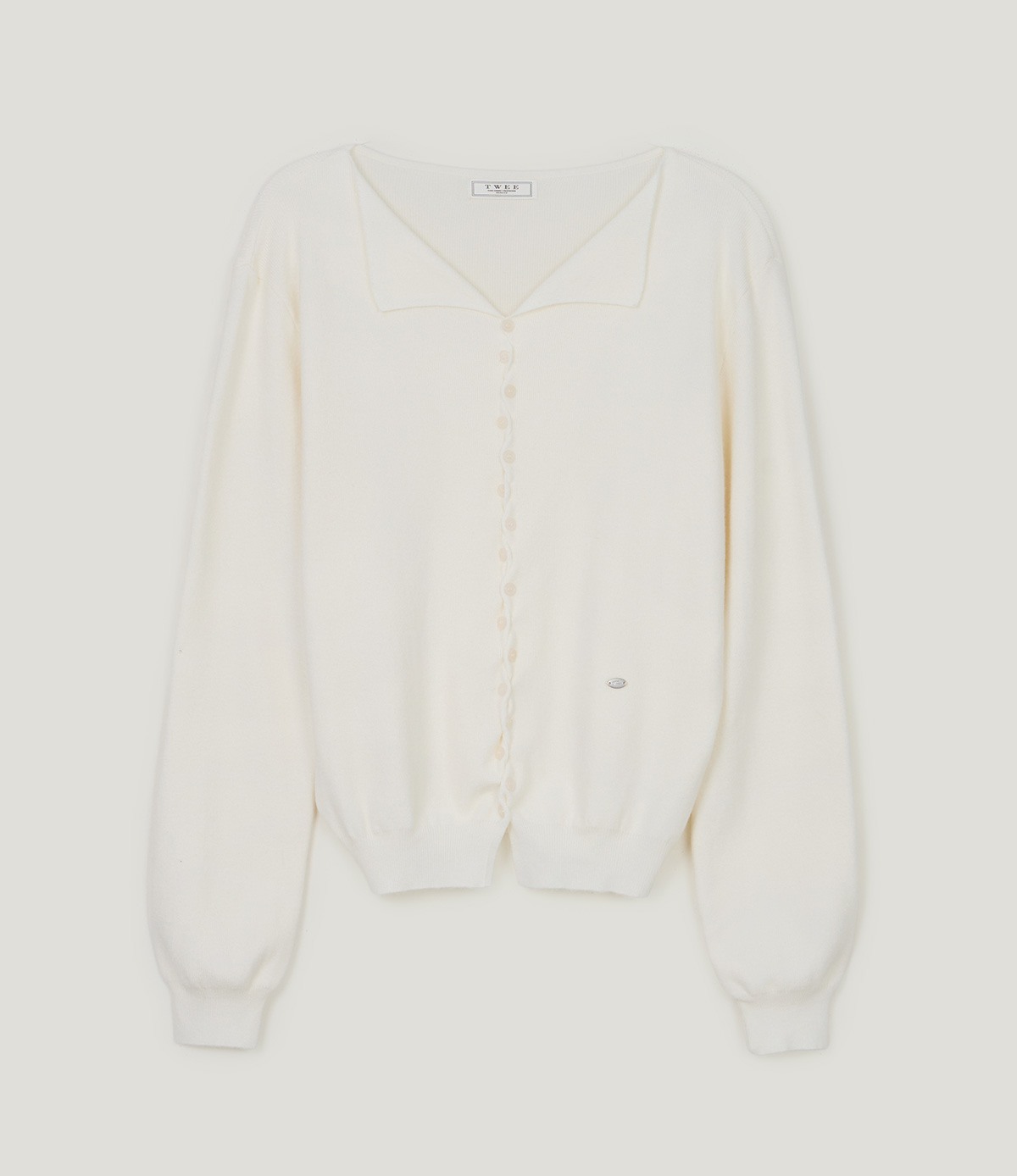 TWEE Korat zigzag button collar knit long sleeve cardigan - Product detail view