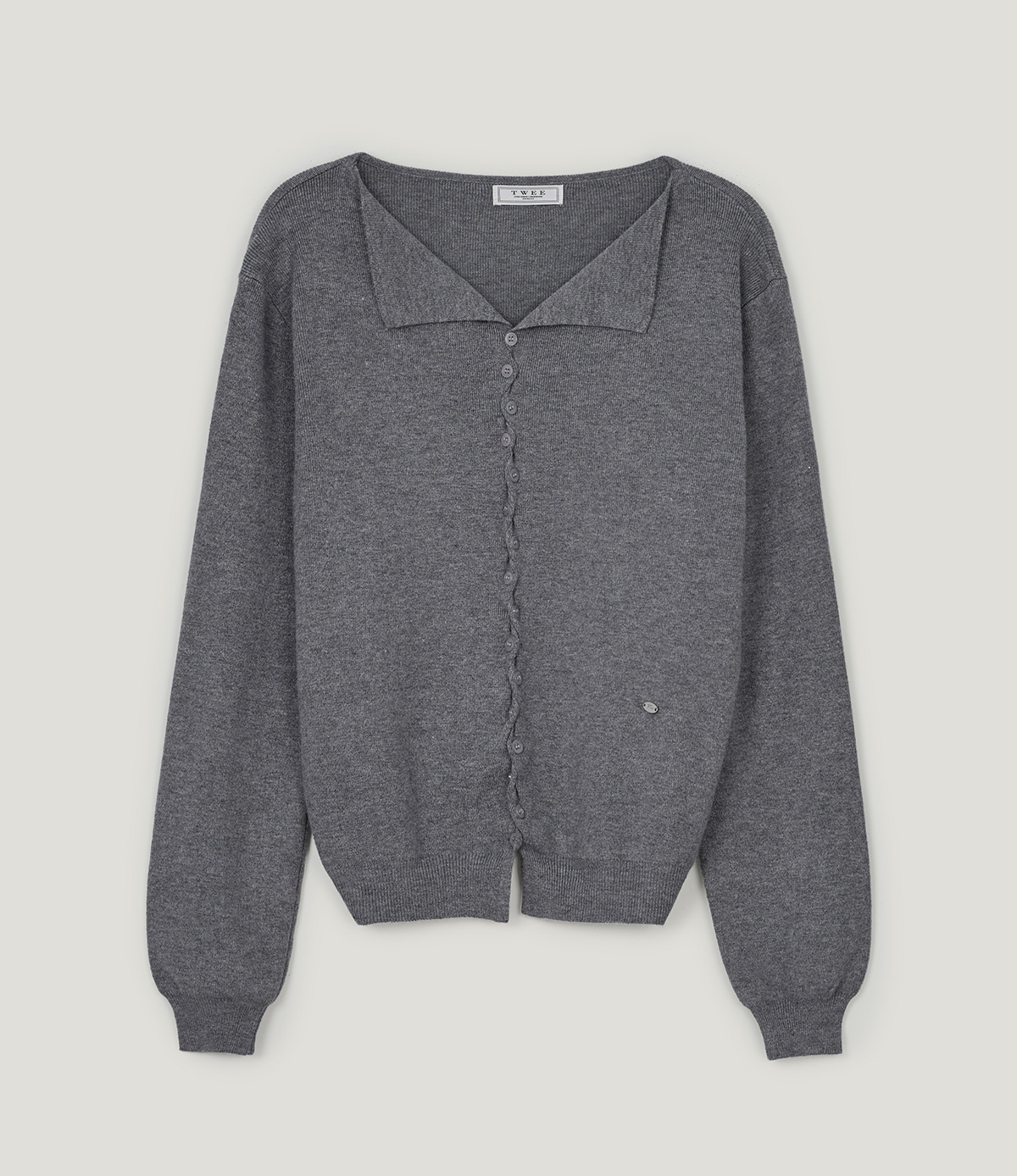 TWEE Korat zigzag button collar knit long sleeve cardigan - Product detail view
