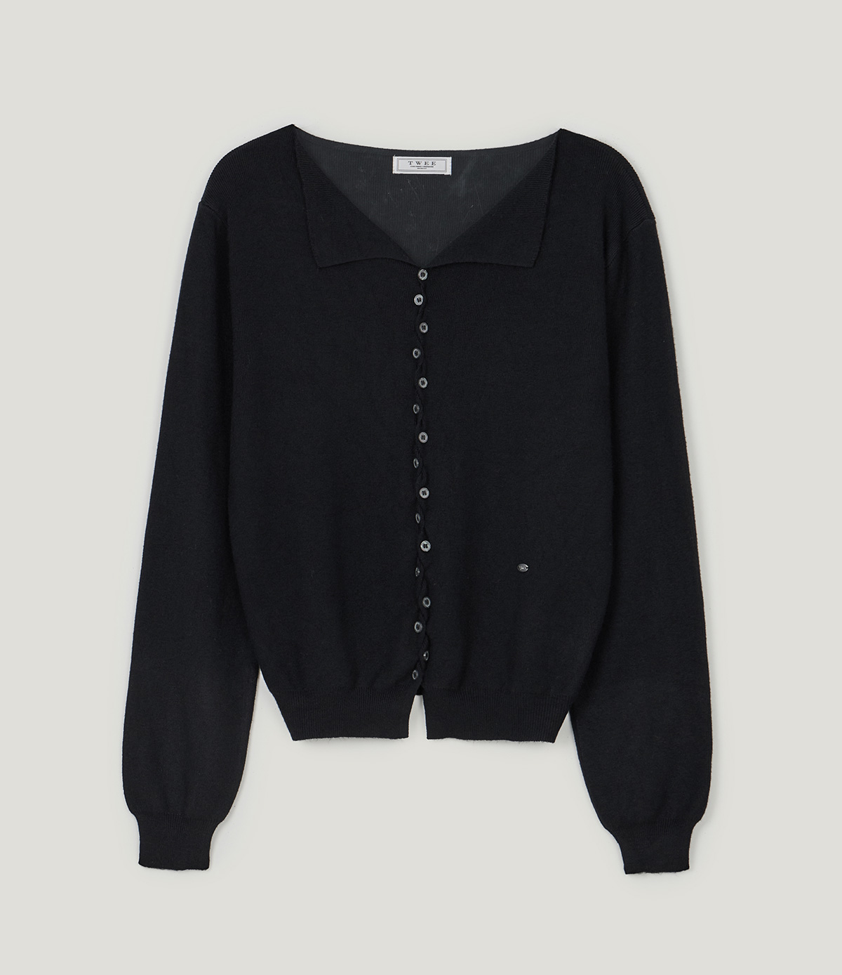 TWEE Korat zigzag button collar knit long sleeve cardigan - Product detail view