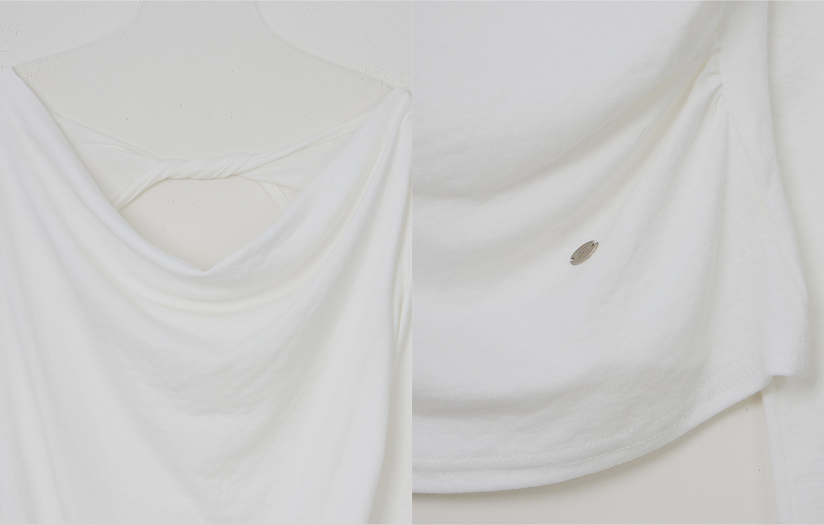 TWEE Bollin drape back slit long sleeve T-shirt - Product detail view