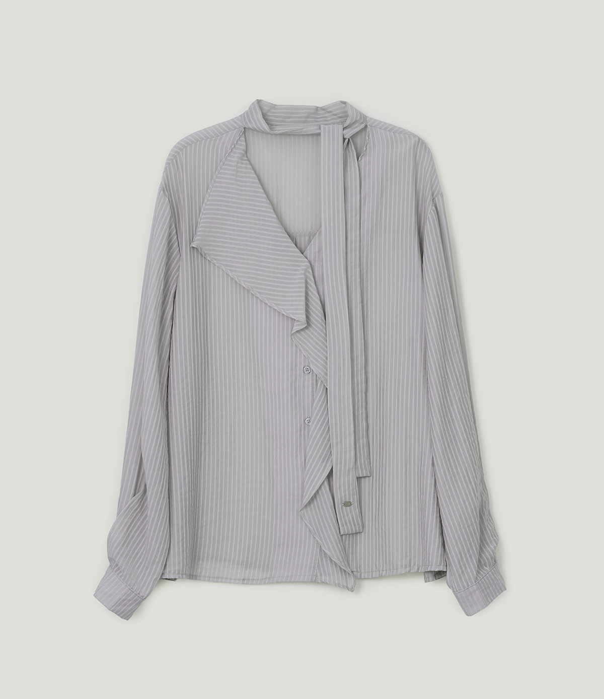 TWEE Kesi frill stripe strap long sleeve blouse - Product detail view