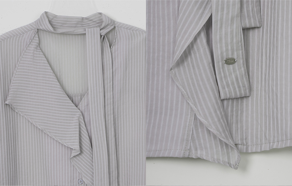 TWEE Kesi frill stripe strap long sleeve blouse - Product detail view